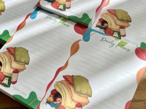 کاغذ یادداشت 100 برگ با طرح اختصاصی فرفری و گربه زیر رختخواب